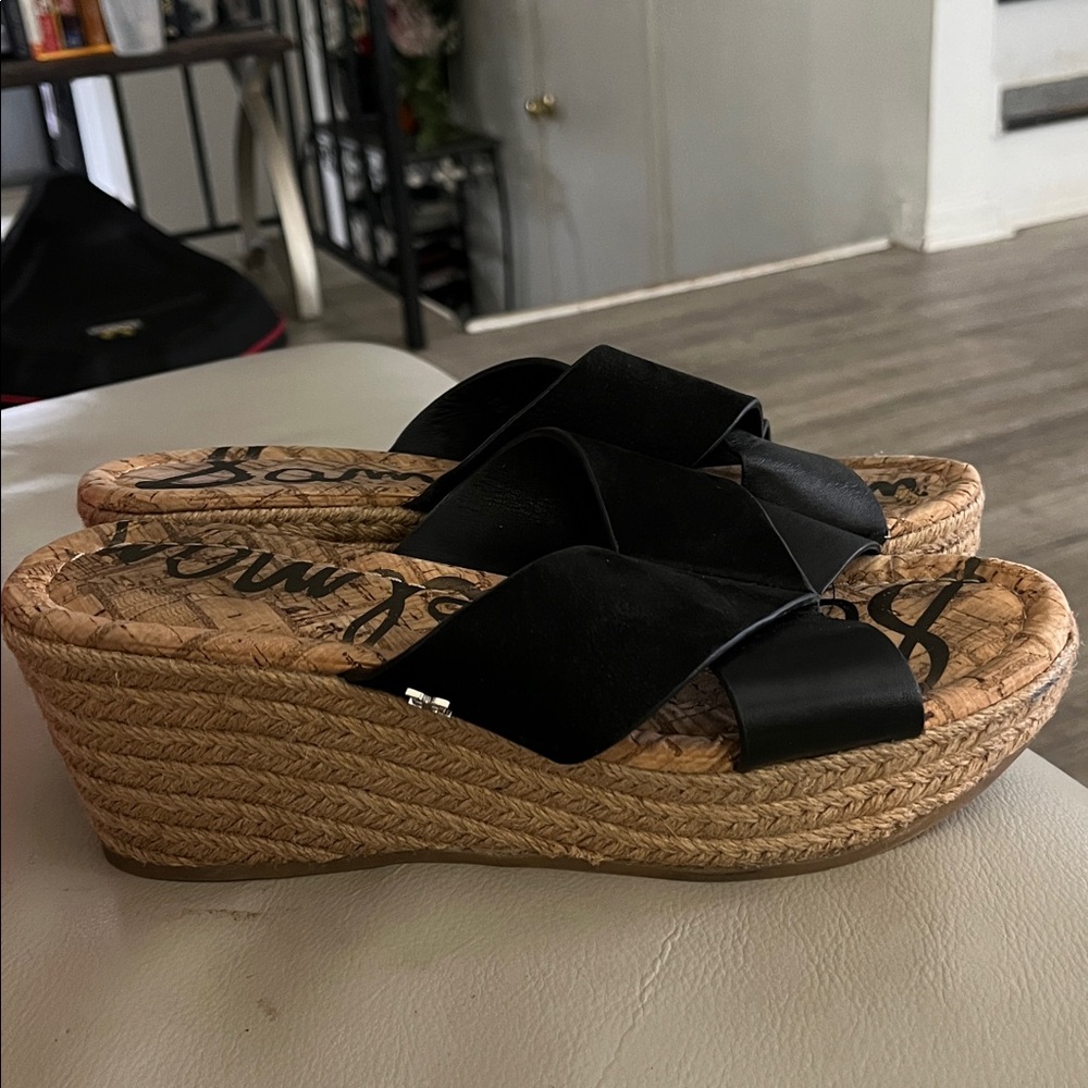 Sam Edelman Black Espadrille Wedges